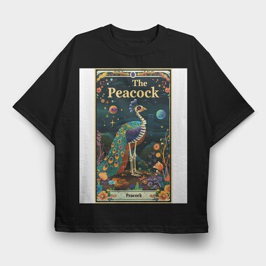 Peacock Skeleton Nature, Tricou Oversize Barbati (Unisex)