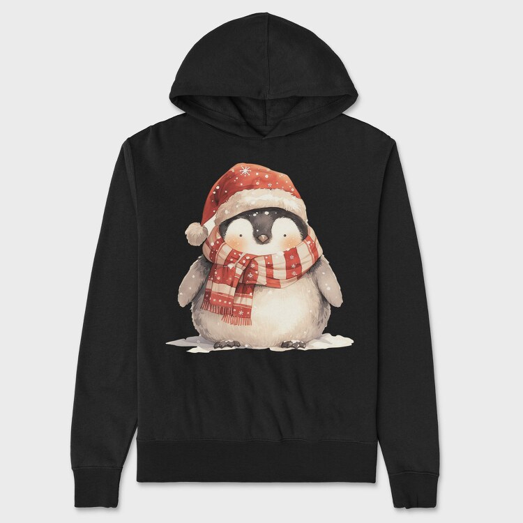 Penguin Christmas Santa, Hanorac Oversize Barbati (Unisex)