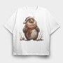 Penguin Christmas Scarf, Tricou Oversize Barbati (Unisex)
