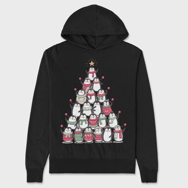 Penguin Christmas Tree, Hanorac Oversize Barbati (Unisex)