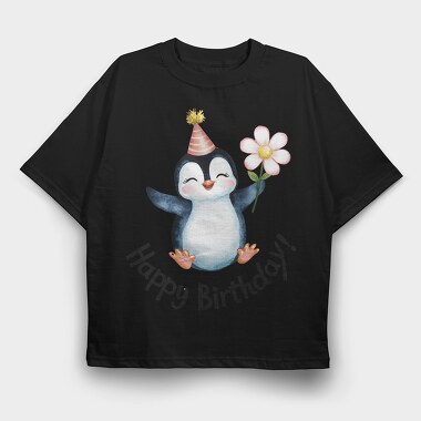 Penguin Party Flower, Tricou Oversize Barbati (Unisex)