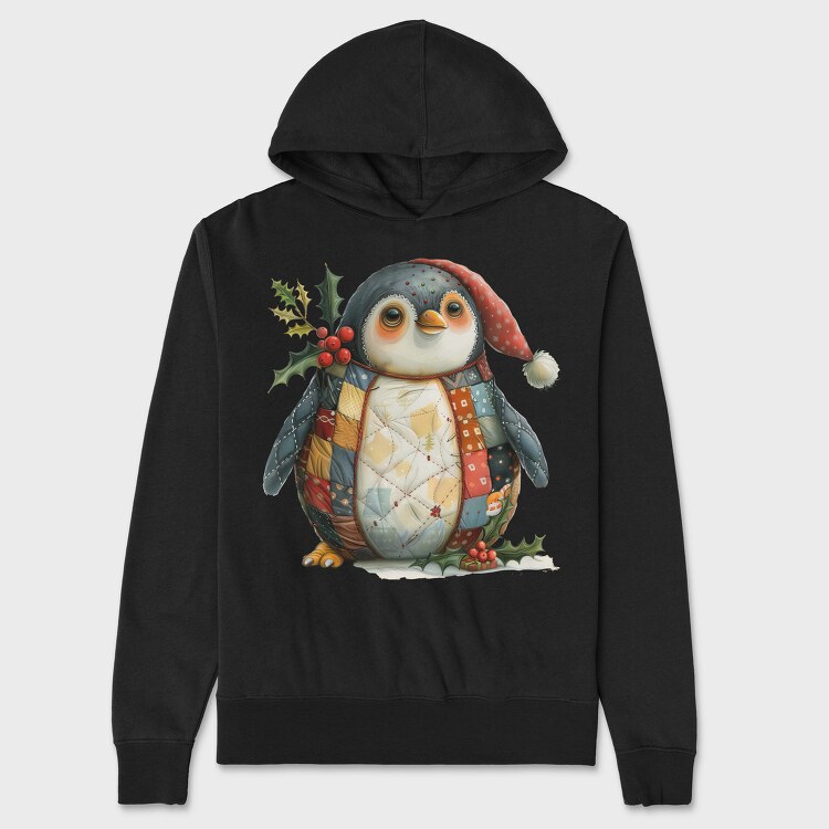 Penguin Patchwork Christmas, Hanorac Oversize Barbati (Unisex)