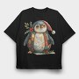 Penguin Patchwork Christmas, Tricou Oversize Barbati (Unisex)