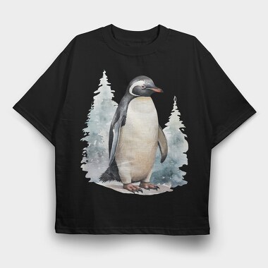 Penguin Standing Pose, Tricou Oversize Barbati (Unisex)