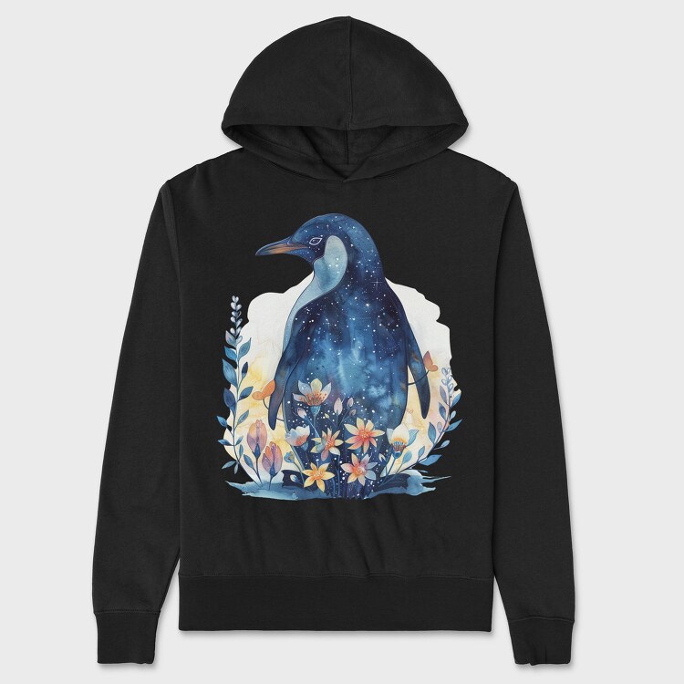 Penguin Starry Night, Hanorac Oversize Barbati (Unisex)