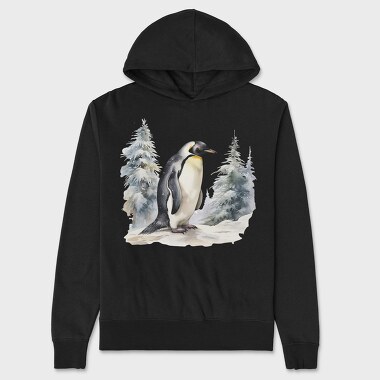 Penguin Winter Forest, Hanorac Oversize Barbati (Unisex)