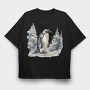 Penguin Winter Forest, Tricou Oversize Barbati (Unisex)