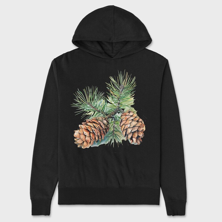 Pine Cones Watercolor, Hanorac Oversize Barbati (Unisex)