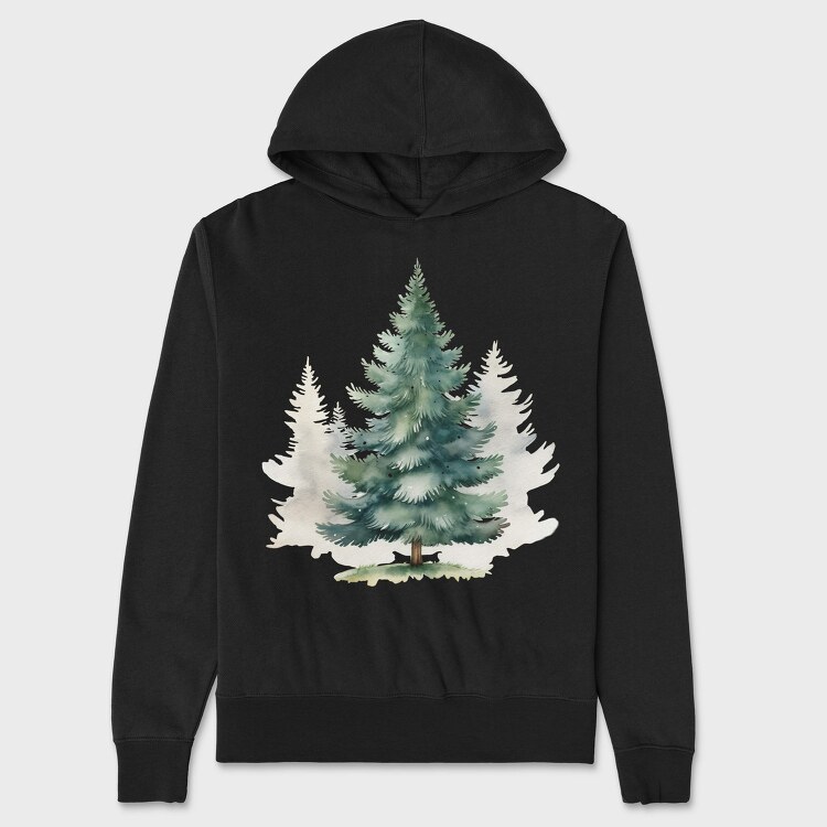 Pine Tree Snowfall, Hanorac Oversize Barbati (Unisex)