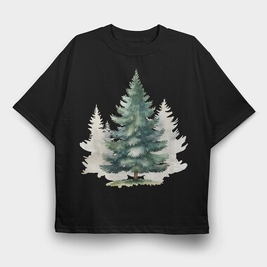 Pine Tree Snowfall, Tricou Oversize Barbati (Unisex)