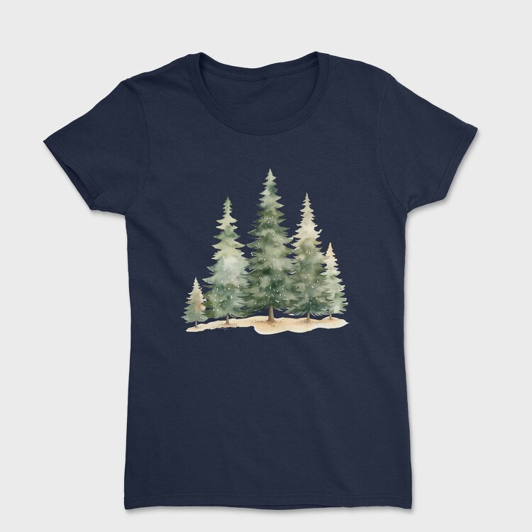 Pine Trees Snow, Tricou Femei