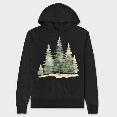 Pine Trees Snow, Hanorac Oversize Barbati (Unisex)