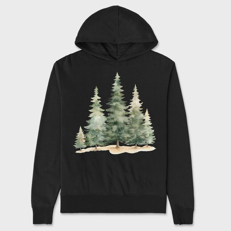 Pine Trees Snow, Hanorac Oversize Barbati (Unisex)