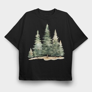 Pine Trees Snow, Tricou Oversize Barbati (Unisex)