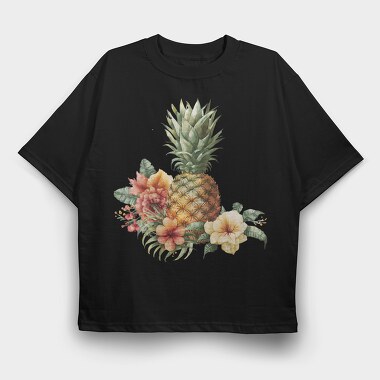 Pineapple Flowers Leaves, Tricou Oversize Barbati (Unisex)