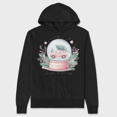 Pink Christmas Car, Hanorac Oversize Barbati (Unisex)