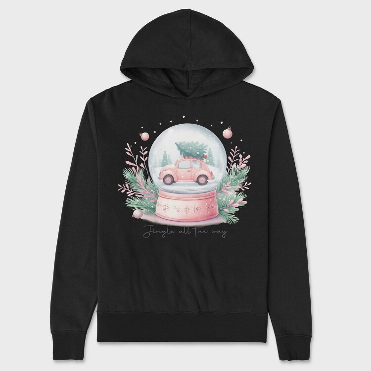Pink Christmas Car, Hanorac Oversize Barbati (Unisex)