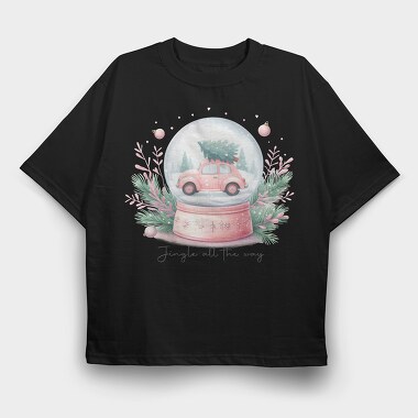 Pink Christmas Car, Tricou Oversize Barbati (Unisex)