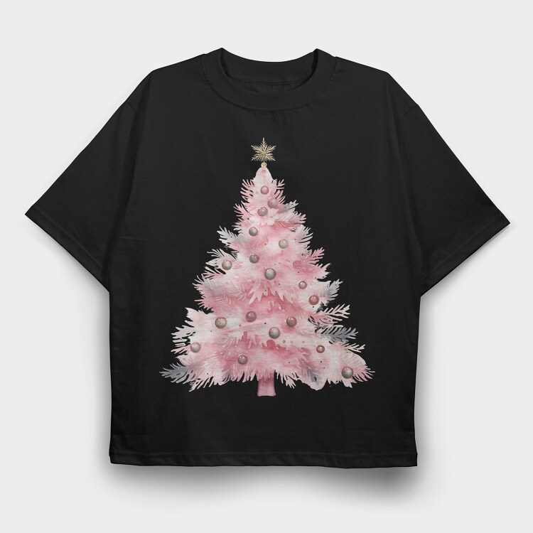 Pink Christmas Snow Princess, Tricou Oversize Barbati (Unisex)