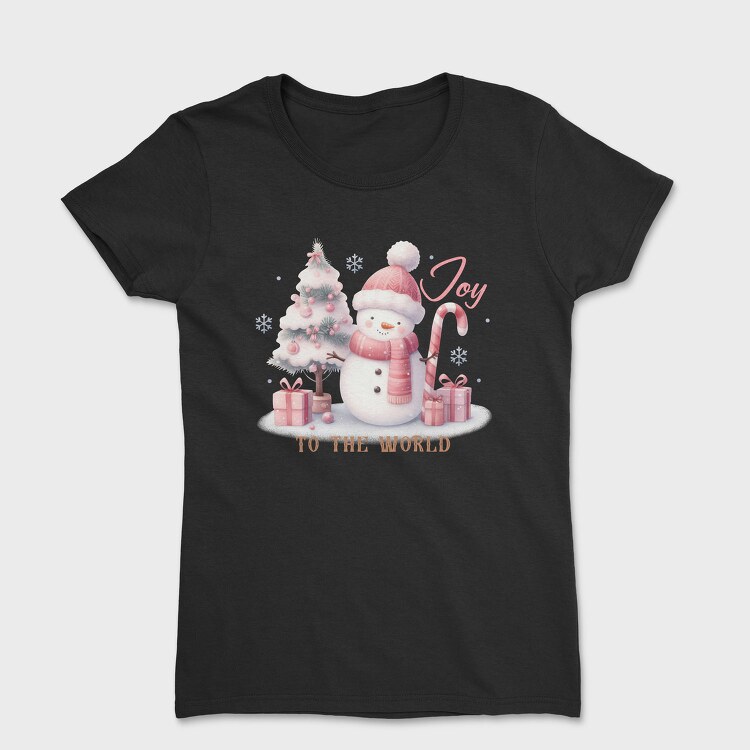 Pink Christmas Snowman, Tricou Femei