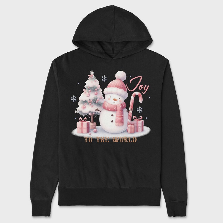 Pink Christmas Snowman, Hanorac Oversize Barbati (Unisex)
