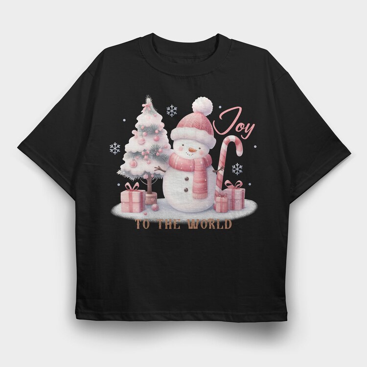 Pink Christmas Snowman, Tricou Oversize Barbati (Unisex)