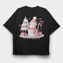 Pink Christmas Snowman, Tricou Oversize Barbati (Unisex)