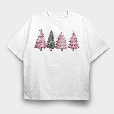 Pink Christmas Tree Set, Tricou Oversize Barbati (Unisex)
