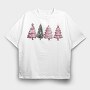 Pink Christmas Tree Set, Tricou Oversize Barbati (Unisex)