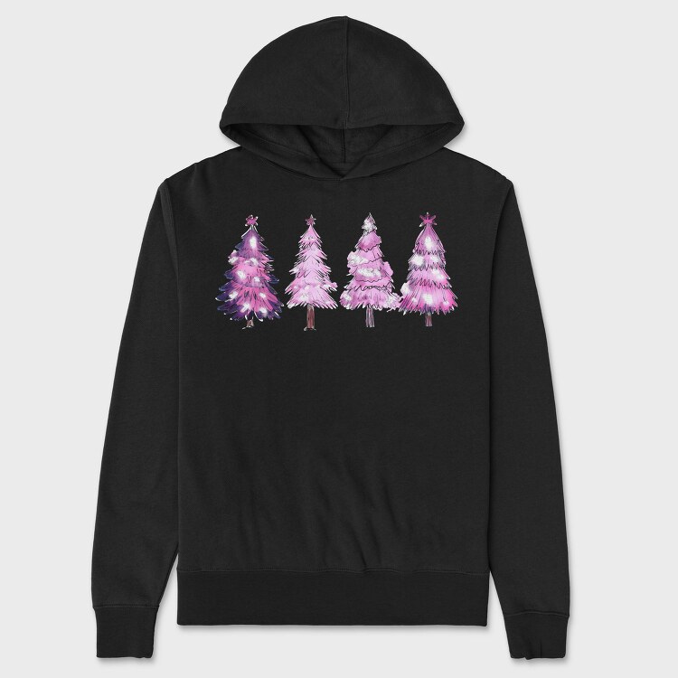Pink Christmas Trees, Hanorac Oversize Barbati (Unisex)
