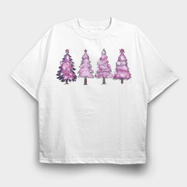 Pink Christmas Trees, Tricou Oversize Barbati (Unisex)