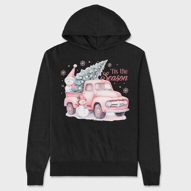 Pink Christmas Truck, Hanorac Oversize Barbati (Unisex)