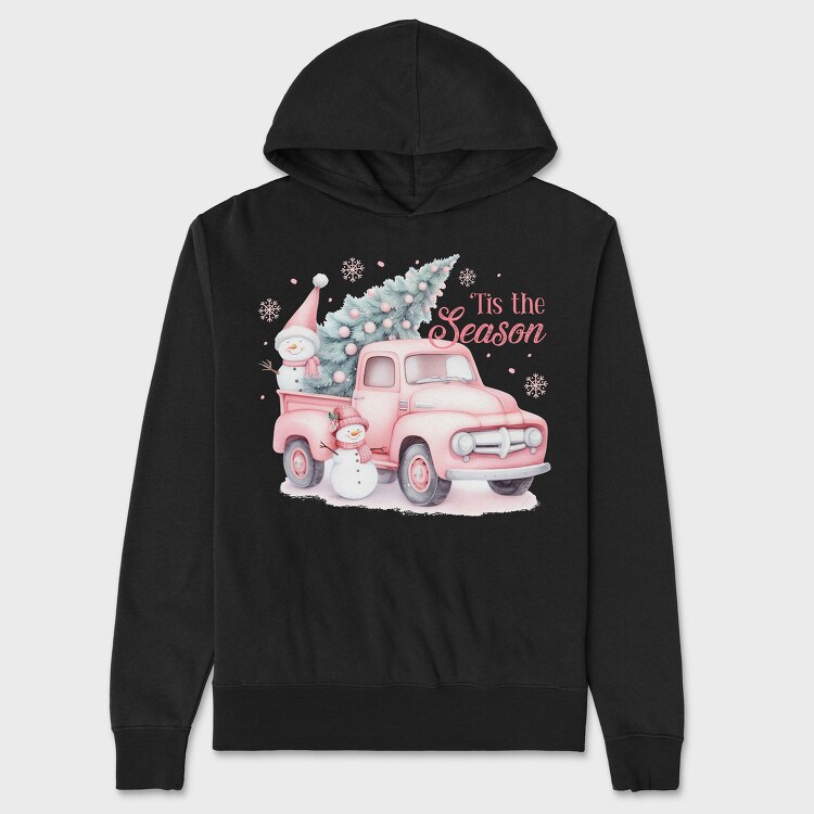 Pink Christmas Truck, Hanorac Oversize Barbati (Unisex)