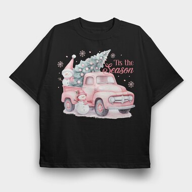 Pink Christmas Truck, Tricou Oversize Barbati (Unisex)