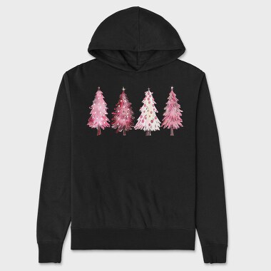 Pink Festive Trees, Hanorac Oversize Barbati (Unisex)
