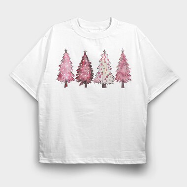 Pink Festive Trees, Tricou Oversize Barbati (Unisex)