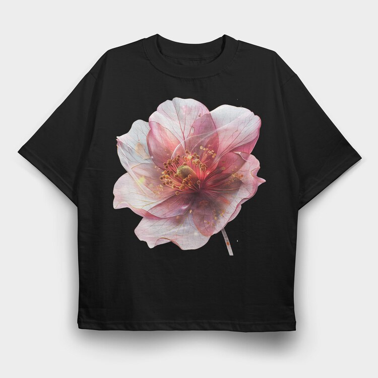 Pink Flower Glow, Tricou Oversize Barbati (Unisex)
