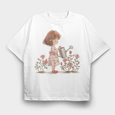 Pink Girl Watering, Tricou Oversize Barbati (Unisex)
