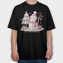 Pink Christmas Snowman, Tricou Oversize Barbati (Unisex)