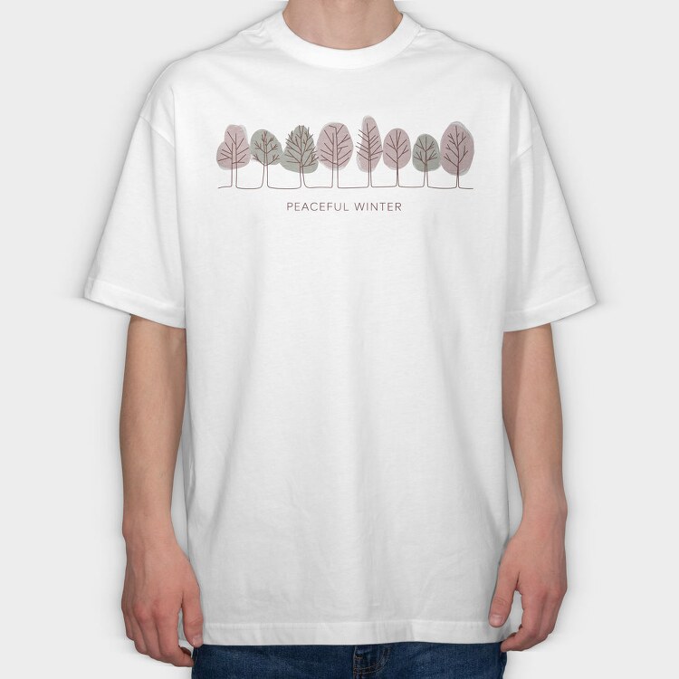 Peaceful Winter Trees, Tricou Oversize Barbati (Unisex)