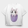 Pocket Cute Cat, Tricou Oversize Barbati (Unisex)