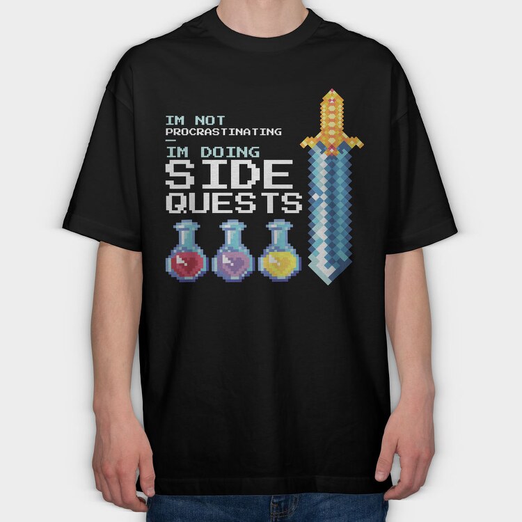 Pixel Side Quests, Tricou Oversize Barbati (Unisex)