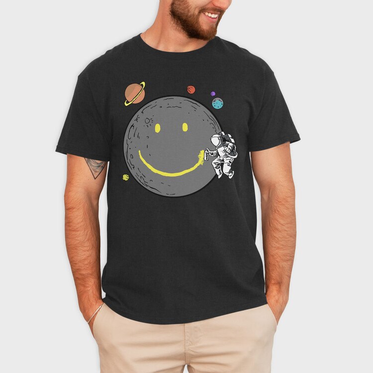 Space Smiley Astronaut, Tricou Barbati (Unisex)