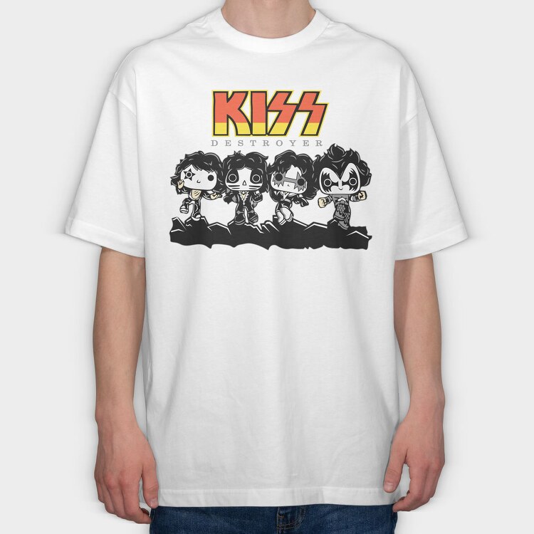 Kiss Destroyer Chibi, Tricou Oversize Barbati (Unisex)