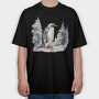 Penguin Winter Forest, Tricou Oversize Barbati (Unisex)