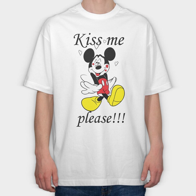 Kiss Me Mickey, Tricou Oversize Barbati (Unisex)