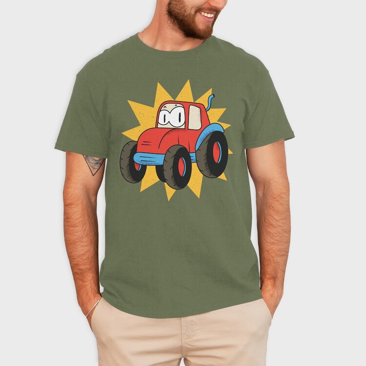 Cartoon Tractor, Tricou Barbati (Unisex)