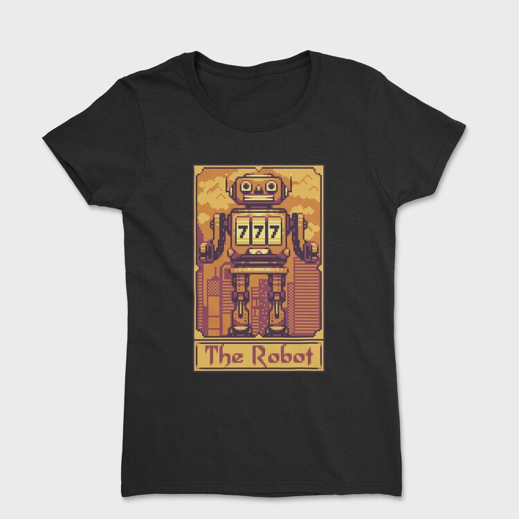 Pixelart Tarot Card the Robot, Tricou Femei