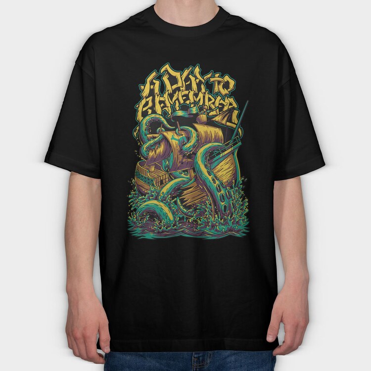 Kraken Attack, Tricou Oversize Barbati (Unisex)