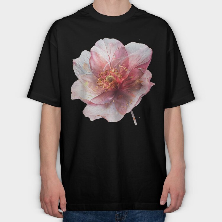 Pink Flower Glow, Tricou Oversize Barbati (Unisex)
